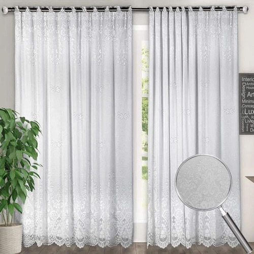 Cortina Branca Renda Com Forro Sala Quarto 4,0larg X 2,50alt