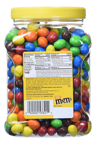 M&m's Tarro De Chocolate Con Cacahuate 1.75 Kg (62 Oz)