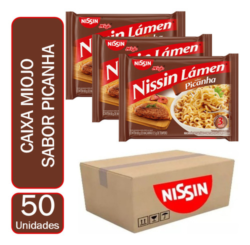 Miojo Nissin Lamen Picanha Caixa Com 50 Pacotes