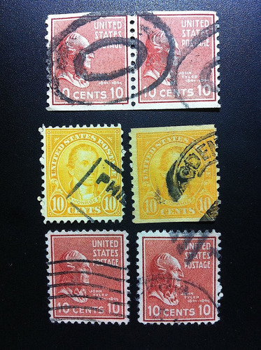 6 Timbres Postales E U A Estampillas 1922-1938 Personajes