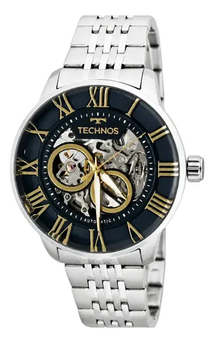 TECHNOS オートマチック Relógio Technos Skeleton Automático Masculino Aço Inox