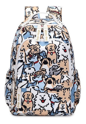 Mochila Impermeable Con Estampado De Perro Colorido Para Niñ