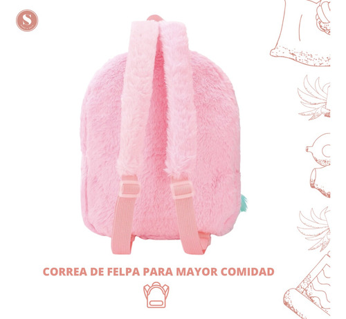 Mochila Unicornio Kawaii Niña Infantil Peludita