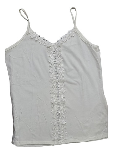 Blusa Musculosa Importada Puntilla Y Encaje Transparencia