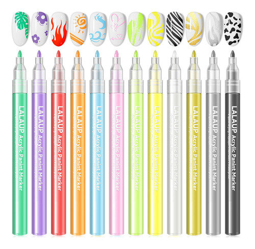 Saviland 12 Plumones Punta Pincel Brush Diseño De Uñas