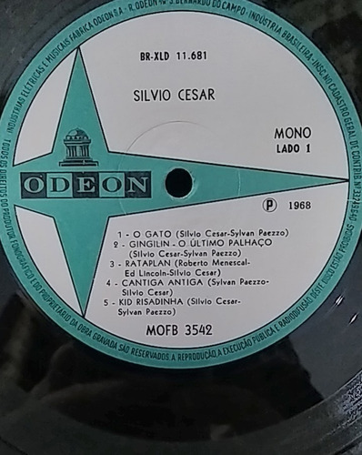 Lp Silvio Cesar 1968 Capa Sanduiche Mono Original Zero Gato (Usado)