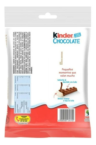 8 Pzas Chocolate Kinder Con Relleno A Base De Leche 4 Pzas
