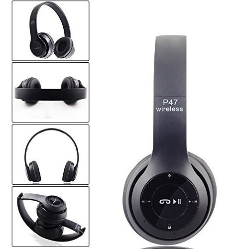 Auriculares Bluetooth P47 Inalámbricos Carolinas Home Color Negro