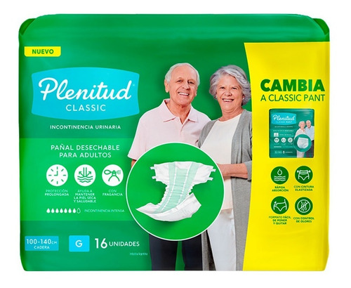 Imagen 3 de 3 de Pañal Para Adultos Plenitud Classic M Y G X 16 Unidades