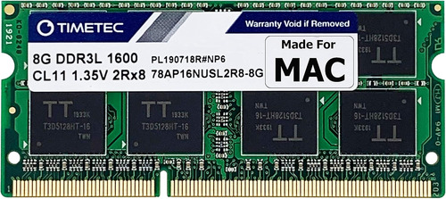 Memoria Ram Timetec 8gb, Apple Ddr3l 1600mhz Pc3l-12800