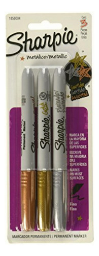 Sharpie 1858004 Metallic Marcador Permanente Punto Fino, 3