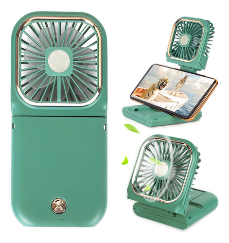 Mini Ventilador Portátil 5 En 1 Recargable Usb Color Verde
