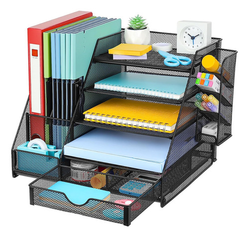 Organizador De Escritorio Metal Con 2 Archivadores Verticale