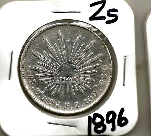 Moneda Antigua De 8 Reales Zacatecas 1896 A.u.