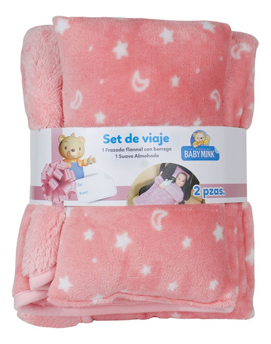 Set De Viaje Frazada Con Borrega Y Almohada Baby Mink 