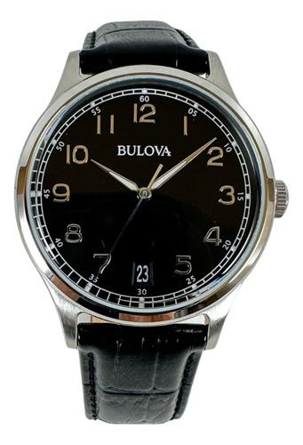 Reloj Hombre Bulova Clasico Cuarzo Esfera Negra 96b233 Color De La Correa Negro Color Del Bisel Plateado Color Del Fondo Negro