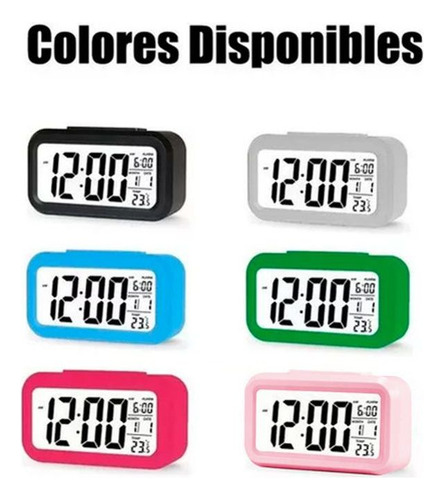 Reloj Despertador Digital Luz Lcd Temperatura Fecha