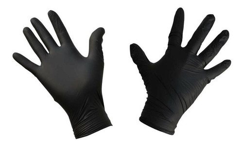 Guantes descartables antideslizantes Bluzen color negro talle S de nitrilo x 100 unidades