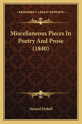 Libro Miscellaneous Pieces In Poetry And Prose (1840) - D...
