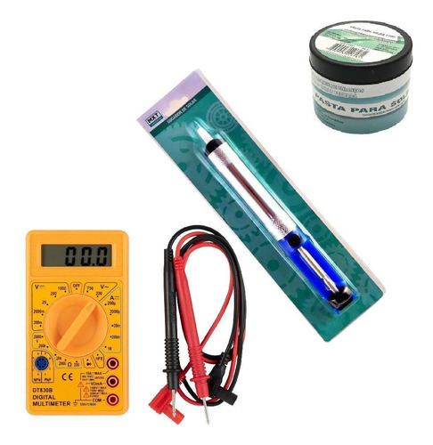 Kit Solda Multímetro + Sugador + Pasta Para Solda 110g 110V/220V