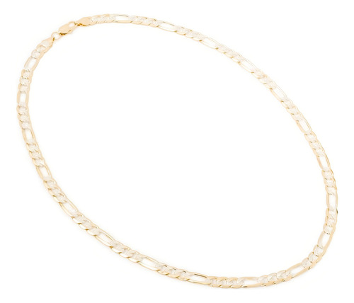 Cadena Figaro 3x1 Bitono 6.5mm Unisex 55 Cm Chapa De Oro 18k Color Dorado