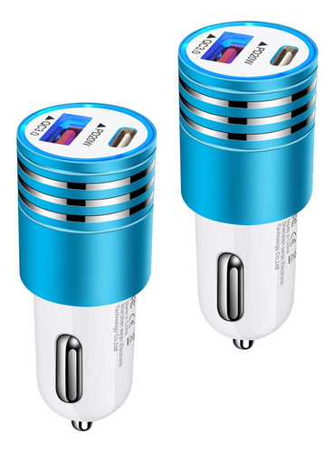 Adaptador Cargador Coche Usb C 2 Unidad 38 W Pd+qc3.0 Carga