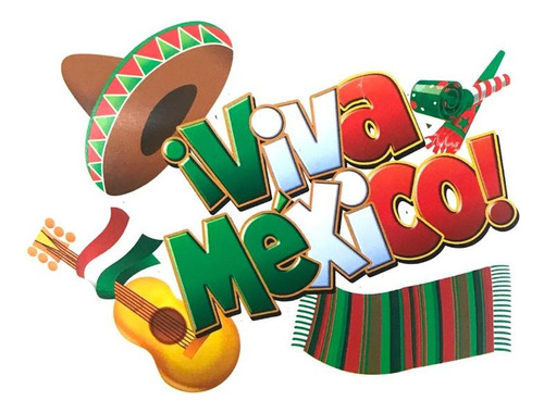 1 Adorno Movil 81cm Viva Mexico Sarape Para Fiesta Patria