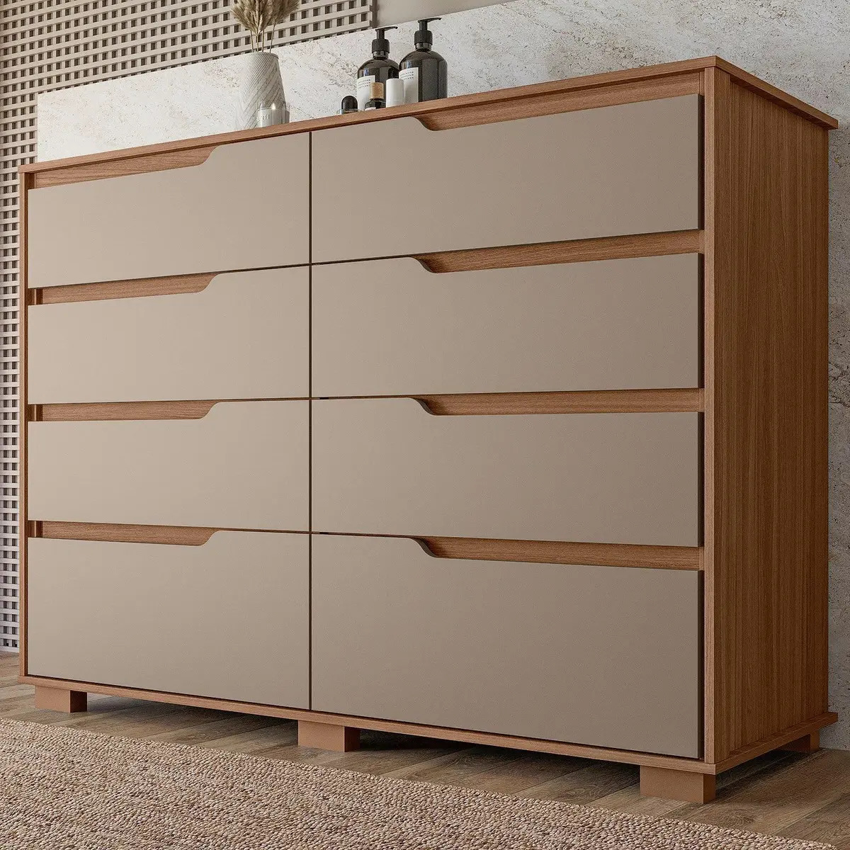 Cômoda Para Quarto 8 Gavetas 147CM Georgia