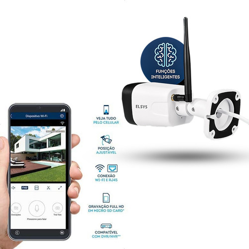 Imagem 4 de 6 de Camera Ip Wifi Full Hd Elsys 1080p Ir 30m Smart Ip66 Cel App
