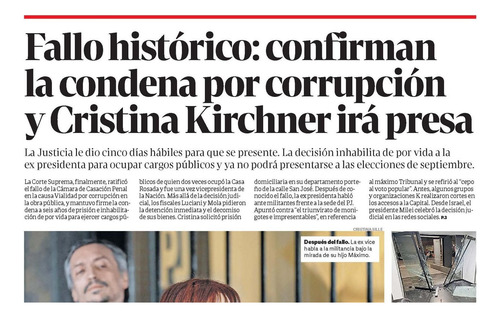 Cristina Kirchner Presa : Corte Confirma Condena Clarín 2025