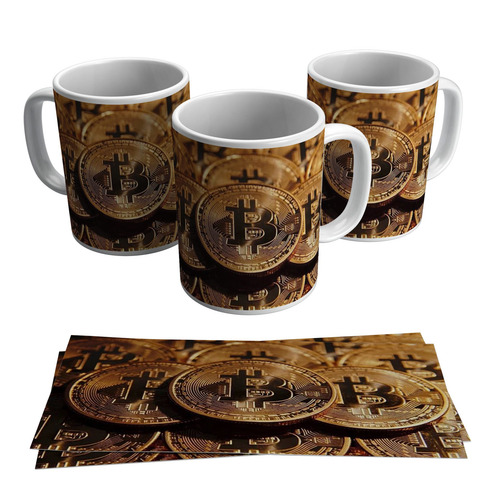 Caneca Bitcoin Símbolo Moeda Virtual Criptomoeda Logotipo