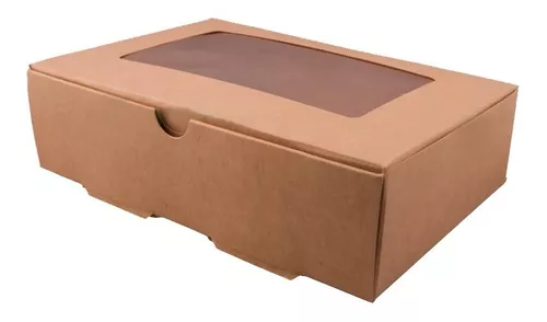 Caja Kraft Ventana 244x140x55 (1800-1800ml) - Super Cajas Web