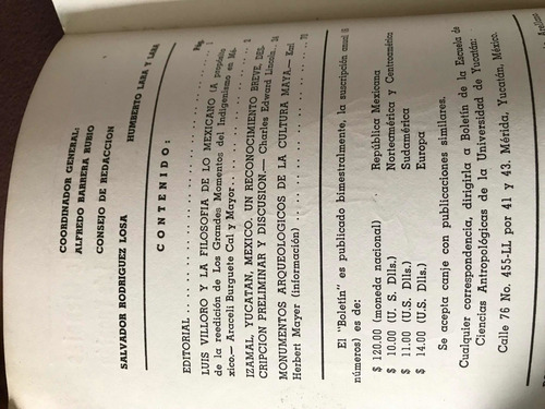 Boletín De La Escuela De Ciencias Antropológicas Yucatán (Usado)