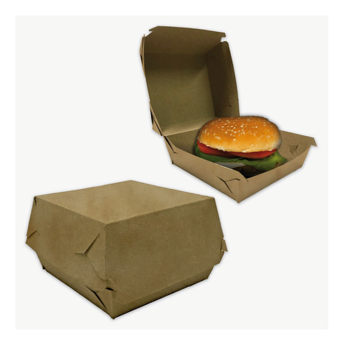 Cajas Para Hamburguesas Grande Kraft  Fast Food  Pack X 100