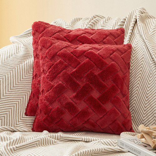 Funda De Cojín Universal De Felpa 45x45 Cm, 2 Piezas Rojo