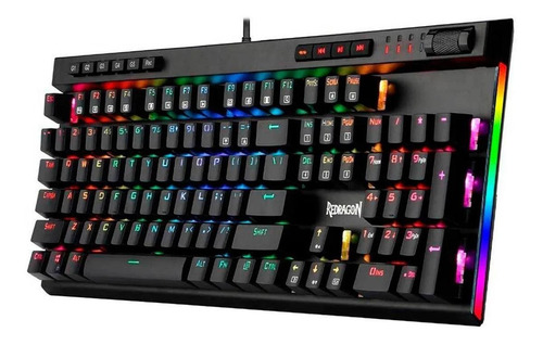 Imagen 2 de 4 de Teclado gamer Redragon Vata Pro K580RGB-PRO QWERTY Outemu Brown español latinoamérica color negro con luz RGB