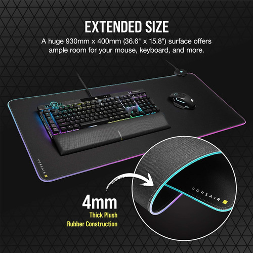 Corsair Mm700 Rgb, Pad De Mouse Para Juego Con Rgb Con Usb