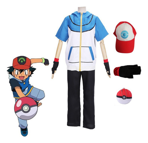 Disfraz Cosplay Infantil Pokémon Ash Ketchum Conjuntos Deportivo