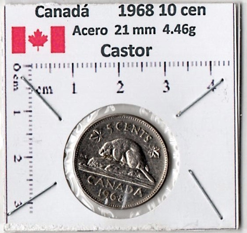 Moneda Del Mundo Canada  1968  10 Centavo Castor     Ca21