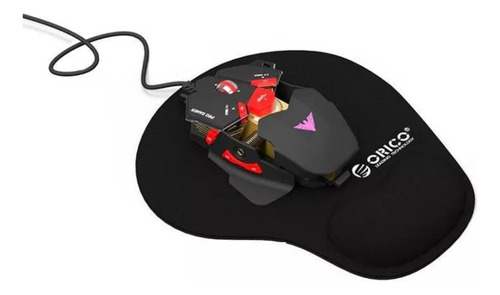 Mousepad Ergonômico Apoio Punho 20x24cm Preto Emborrachado