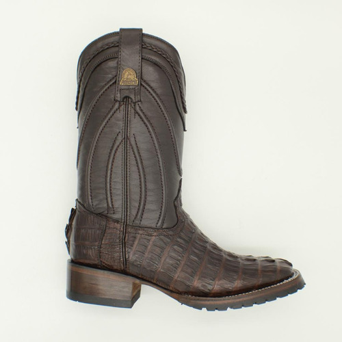 Bota Bulldog En Piel De Cocodrilo Color Café Para Hombre