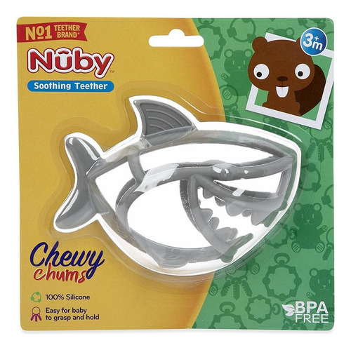Nuby Chewy Chums Todo Silicona Calmante De Mordedores, Tibur