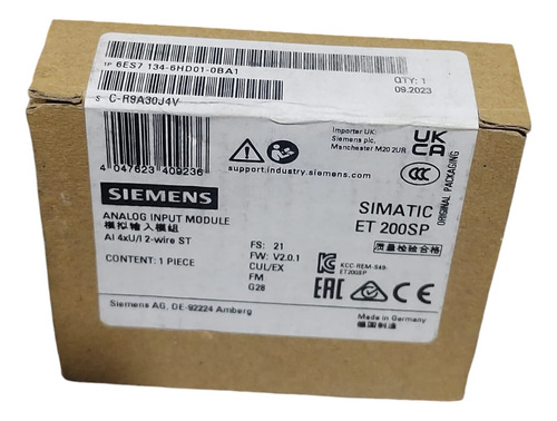 Siemens 6es7134-6hd01-0ba1 Analog Input Module 4x