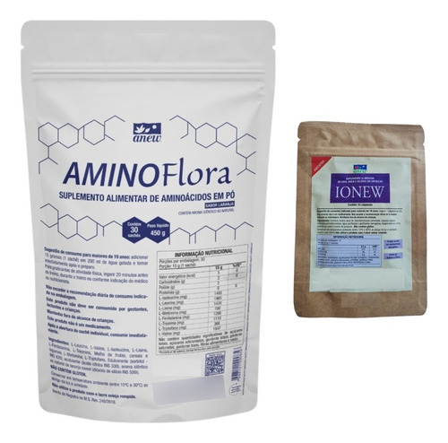 Aminoflora Anew 450g + 01 Ionew Anew Sachê 15 Cáps Brinde