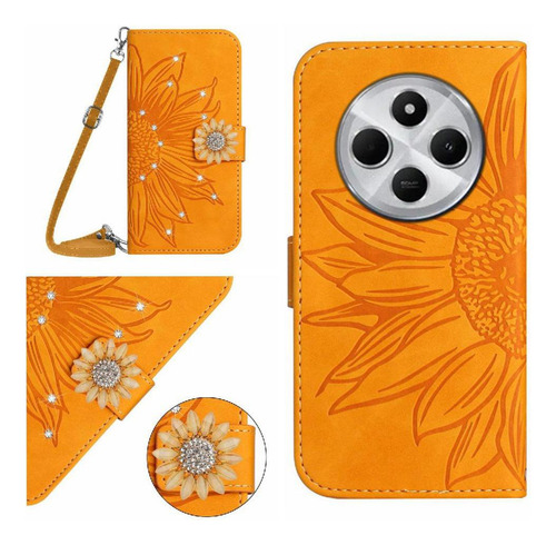 Funda For Xiaomi Redmi 14c Con Un Largo Cordón De Cuero