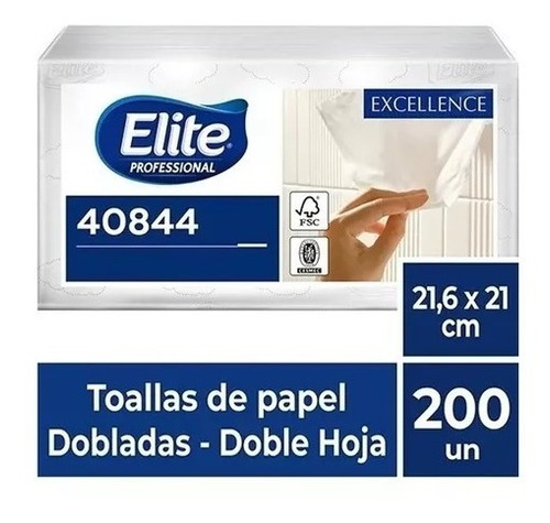 Toalla De Papel Interfoliada Elite / Doble Hoja 200 Un