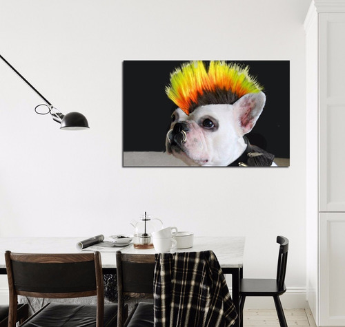 Cuadro Canvas Perro Punk Bull Dog Frances Rocker Funny Pet