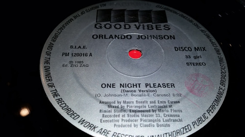Orlando Johnson One Night Pleaser Vinilo Maxi Italy 1985 (Usado)