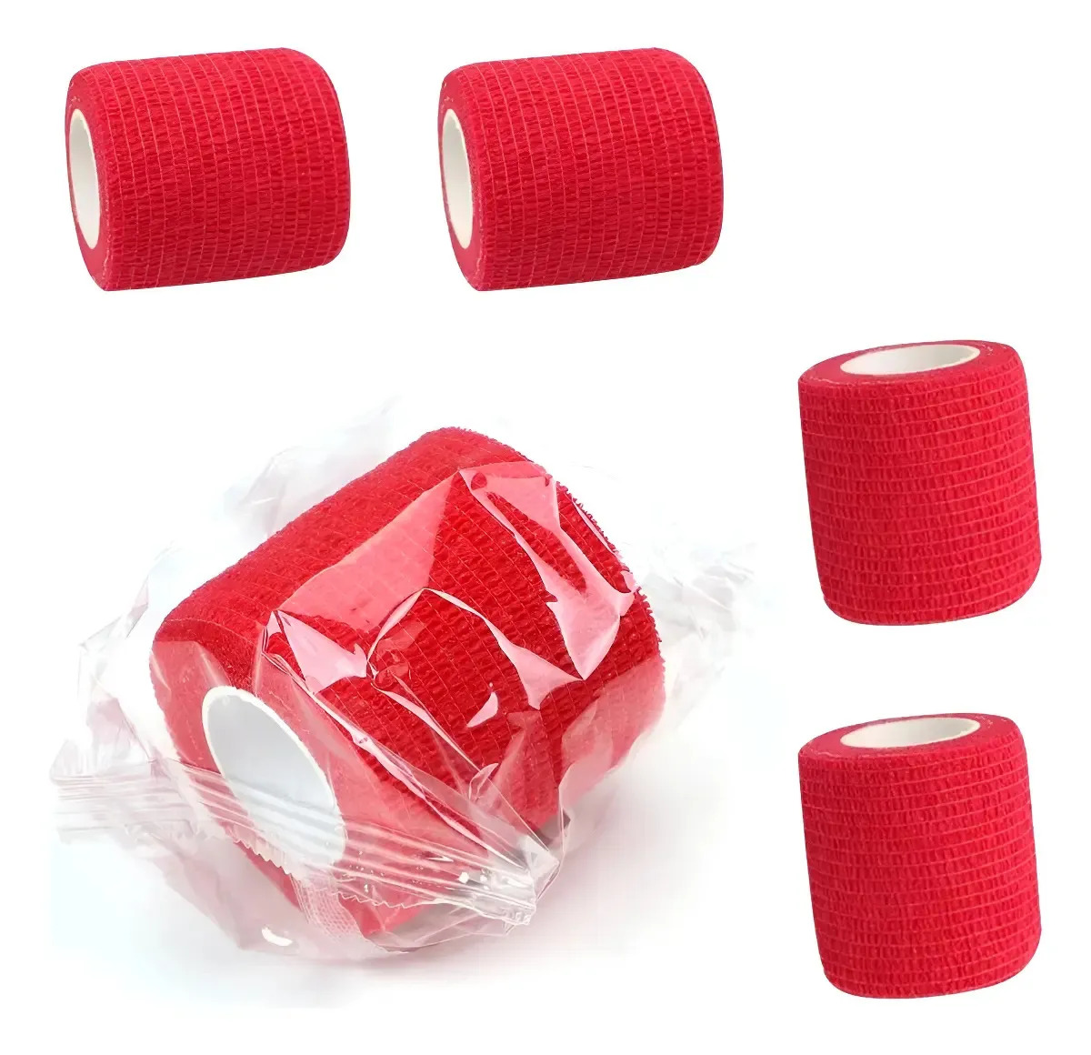 Bandagem Para Biqueira De Tatuagem Arka Kit 5 Rolos 4,5m Vermelho