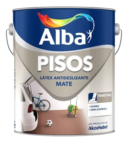 Alba Pisos Antideslizante  4  Lt - Acabado Mate Color Gris Ceniza